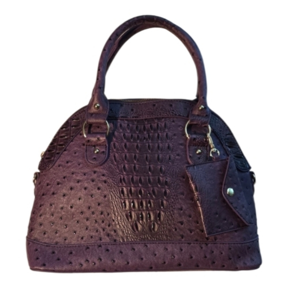 Chic Purple Faux Alligator Textured Satchel